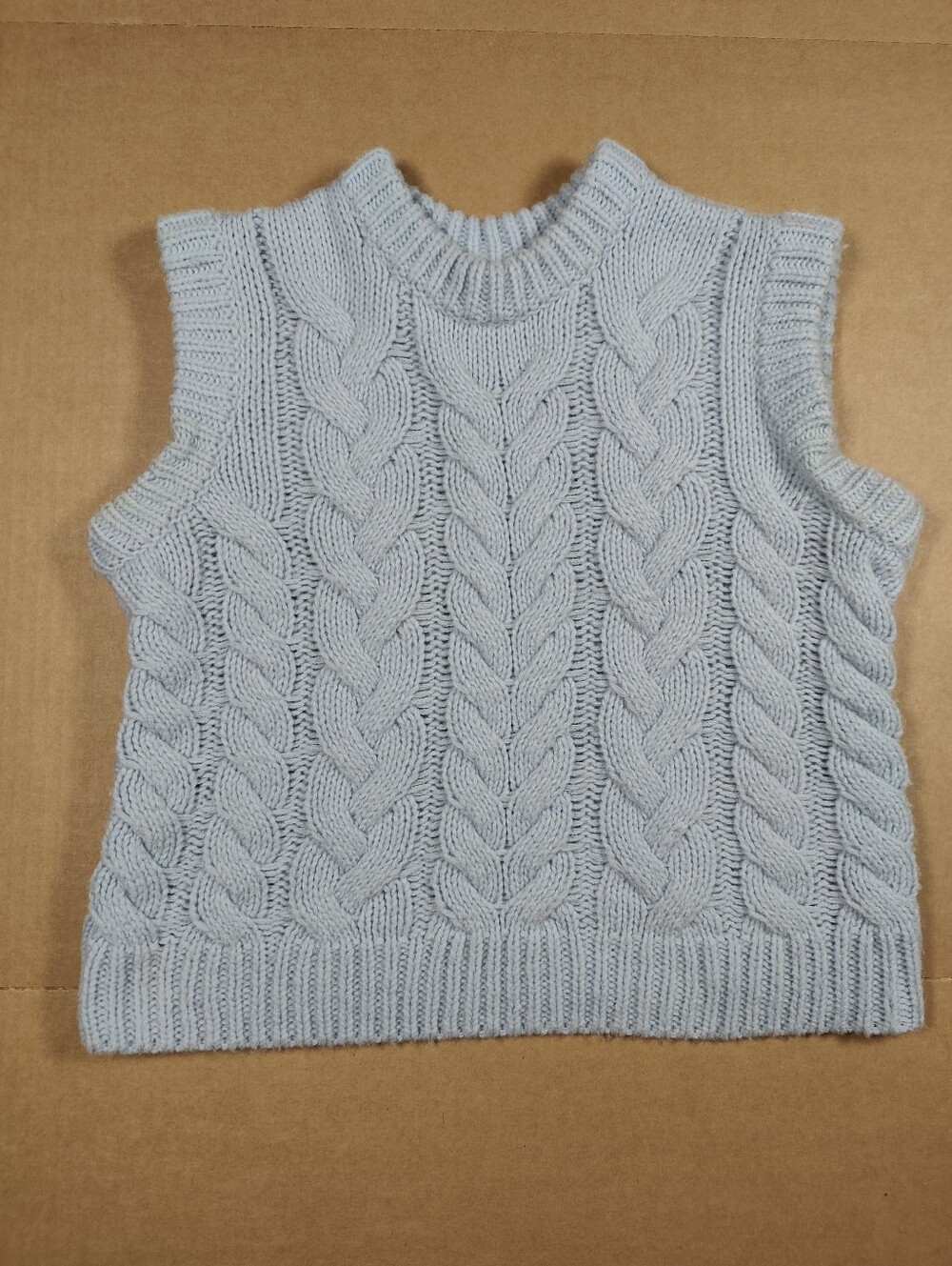 Rails Alexis Light Blue Chunky Cable Knit Wool Alpaca Relaxed Vest Size XXS